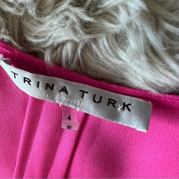 TRINA Turk Hot Pink Taliah Zipper Front Short Sleeve Dress - Picture 5 of 9